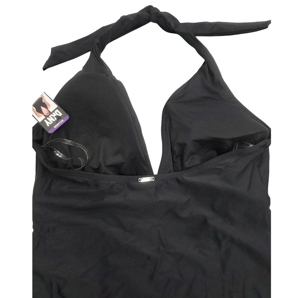 DKNY Womens Black Halter One Piece Swimsuit Tummy Control XXL DI2SS001 - Picture 5 of 11